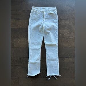 MOTHER Size 25 Women's High Waisted Rascal Crop Fray in White